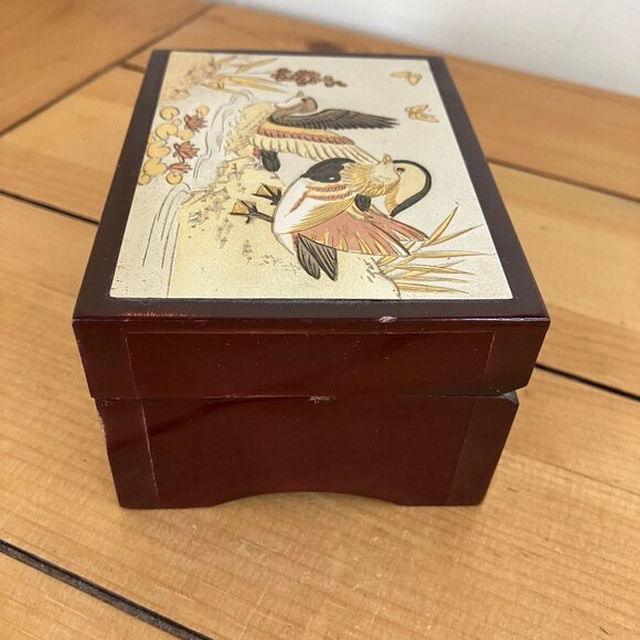 Art of Chokin Small Jewelry Trinket Box Vintage Metallic Wood Duck Design - Picture 4 of 9